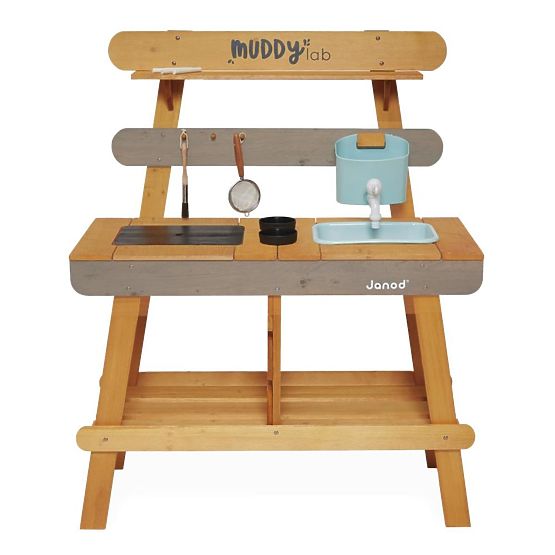 Janod Outdoor-Kinderküche aus Holz Muddy Lab