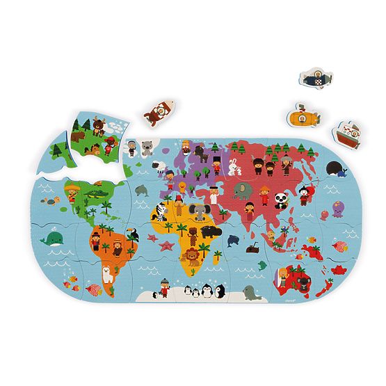 Janod Wasserspielzeug Puzzle Weltkarte 28 Stk.