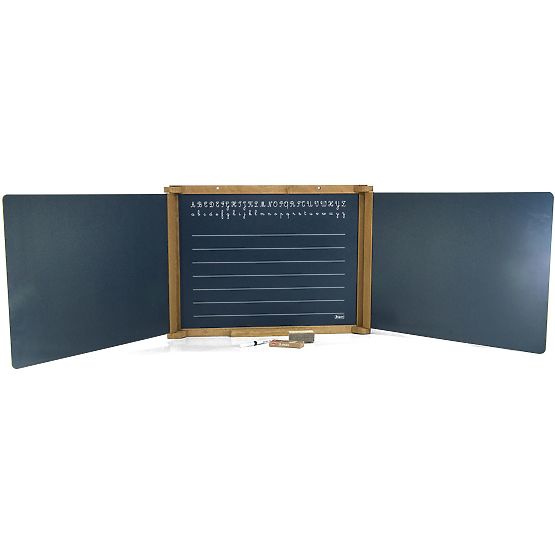 Jeujura Dreiflügelige multifunktionale Holztafel 156x43 cm mit Zubehör