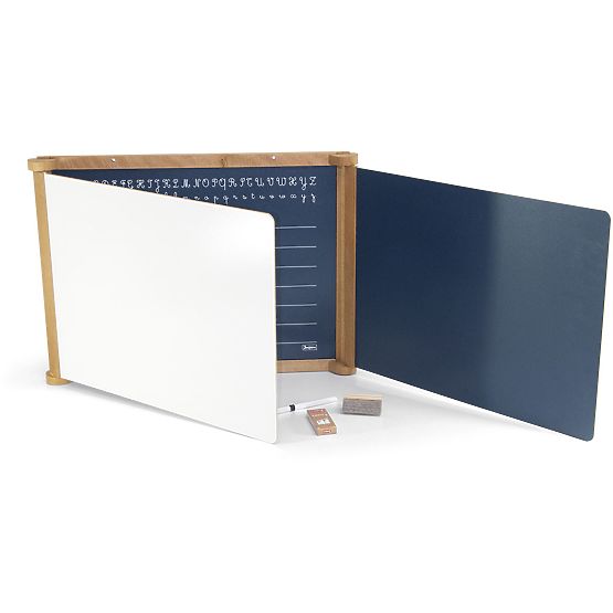 Jeujura Dreiflügelige multifunktionale Holztafel 156x43 cm mit Zubehör