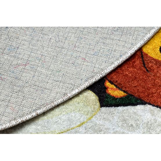 JUNIOR 51595.801 runder Waschteppich Tiere, Afrika für Kinder rutschfest - grau