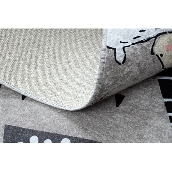 JUNIOR 51974.802 Waschmatte Bären, Tiere für Kinder rutschfest - grau