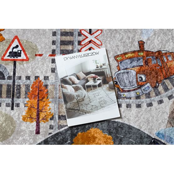 JUNIOR 51986.803 Waschmatte Schienen, Lokomotive für Kinder rutschfest - grau