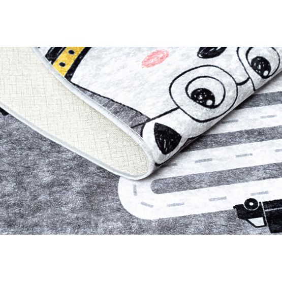 JUNIOR 52107.801 Waschmatte Bären, Tiere, Straßen für Kinder rutschfest - grau