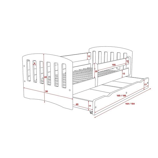 Kinder Bett Classic - beechen dekor