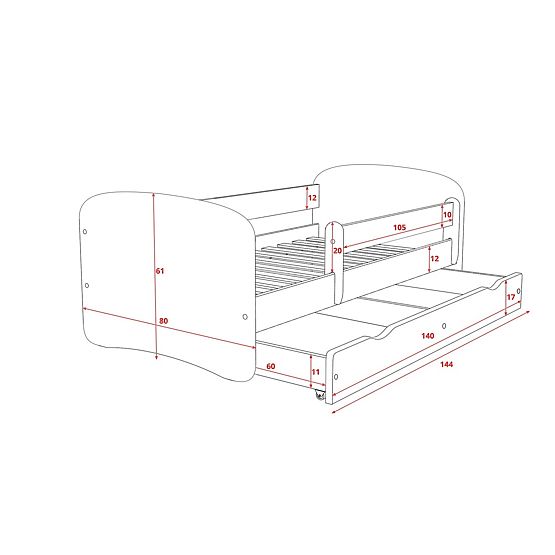 Kinder Bett mit Geländer - Ferrari