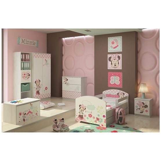 Kinder Bett mit Geländer - Minnie Mouse - dekor norwegisch Kiefer