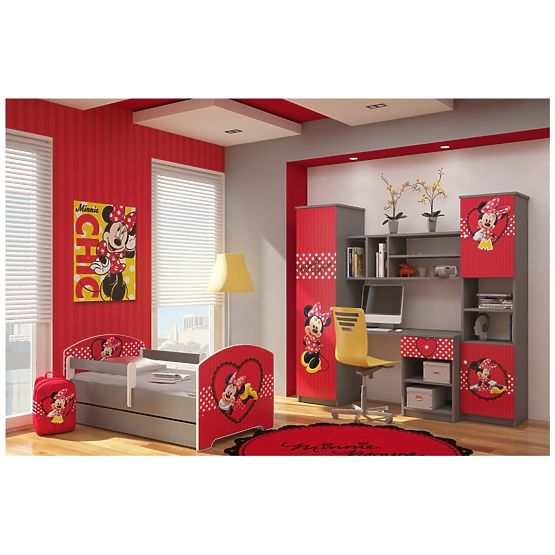 Kinder Bett mit Geländer - Minnie Mouse - grey hüften