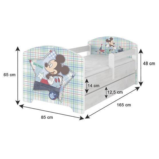 Kinder Bett mit Geländer - Minnie Mouse - grey hüften