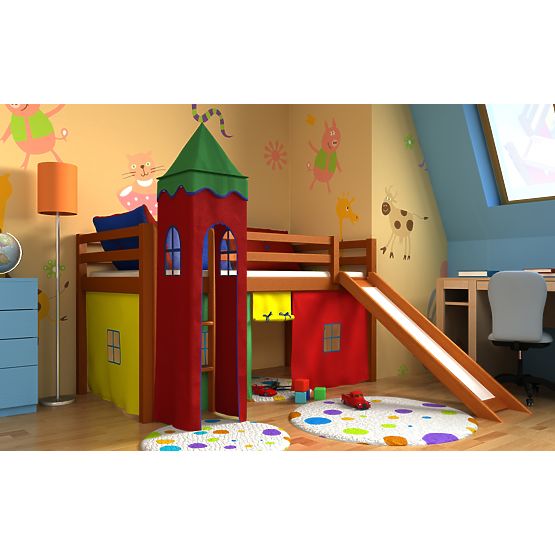 Kinder erhöht Bett Gabi mit turm a Rutsche - erle