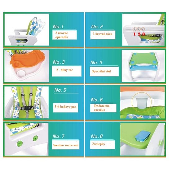 Kinder Essen- kleinen stuhl 5v1 - Grüner Schleife