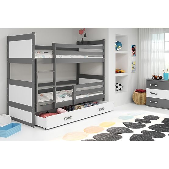 Kinder Etagen Bett Rocky - grauweiß