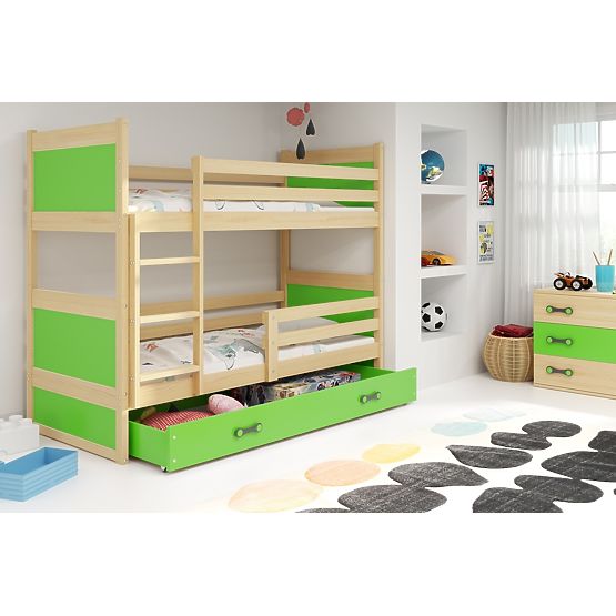 Kinder Etagen Bett Rocky - natürlich-grün
