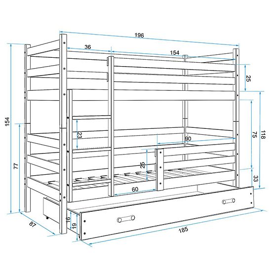 Kinder Etagen Bett Rocky - naturweiß
