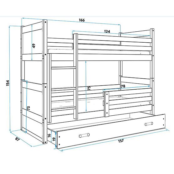 Kinder Etagen Bett Rocky - white