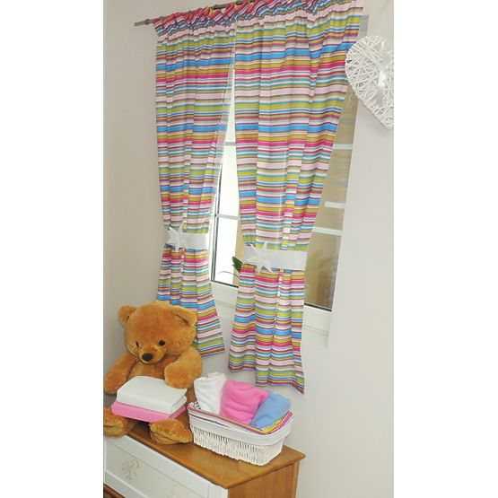 Kinder-Gardine - Pink/Streifen