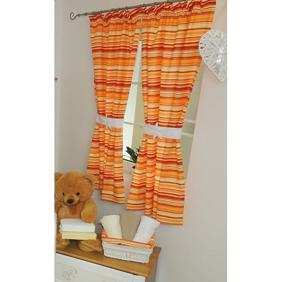 Kinder-Gardine - Rot-Orange/Streifen
