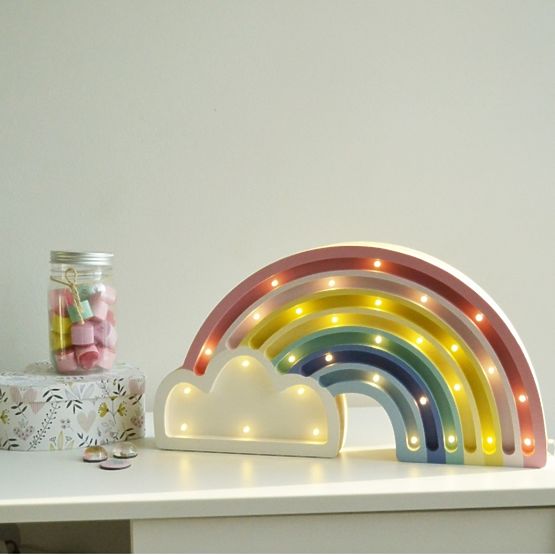 Kinder-Holzleuchte LED REGENBOGEN - pastellfarben