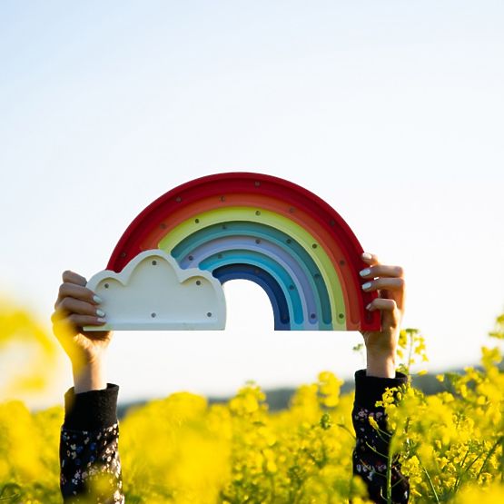 Kinder-Holzleuchte LED REGENBOGEN 