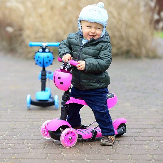 Kinder hüpfen a Scooter Marienkäfer - pink