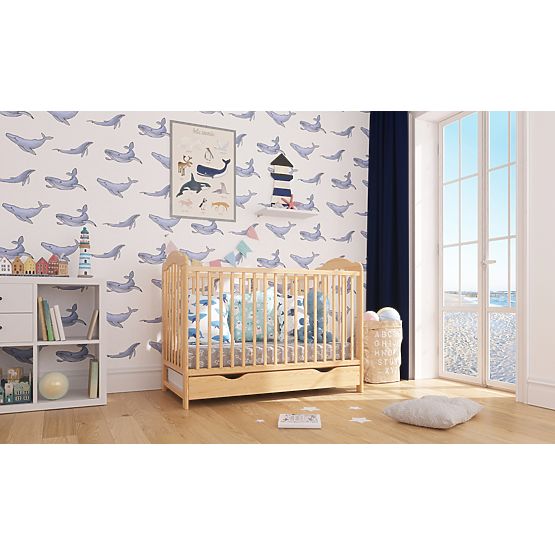 Kinderbett Alek mit herausnehmbaren Stäben - natur
