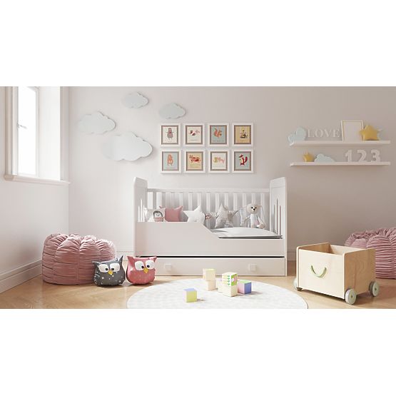Babybett Gitterbett Zuza 140x70 cm mit Sofaseite