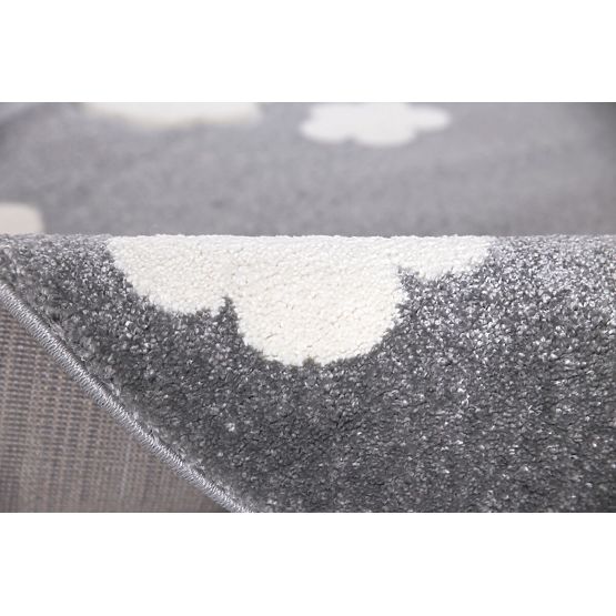 Kinder rund Teppich AUF WOLKE silbergrau