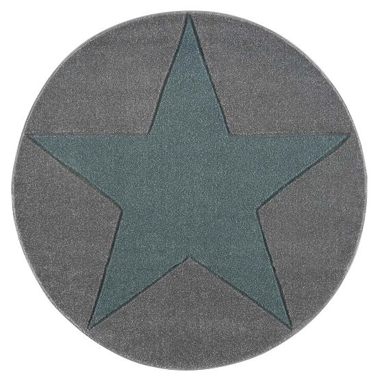 Kinder rund Teppich STAR silbergrau/ minze