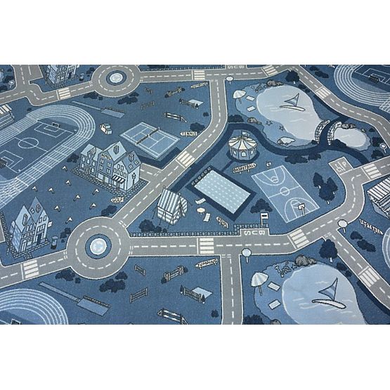 Kinder rutschfest Teppich Street blau