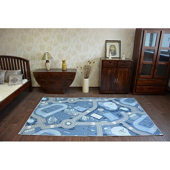 Kinder rutschfest Teppich Street blau