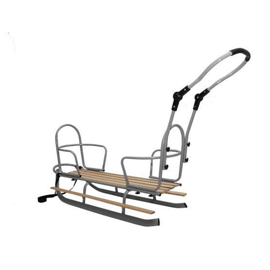 Graue Schlitten für Zwillinge Duo - verschiedene Sitzfarben