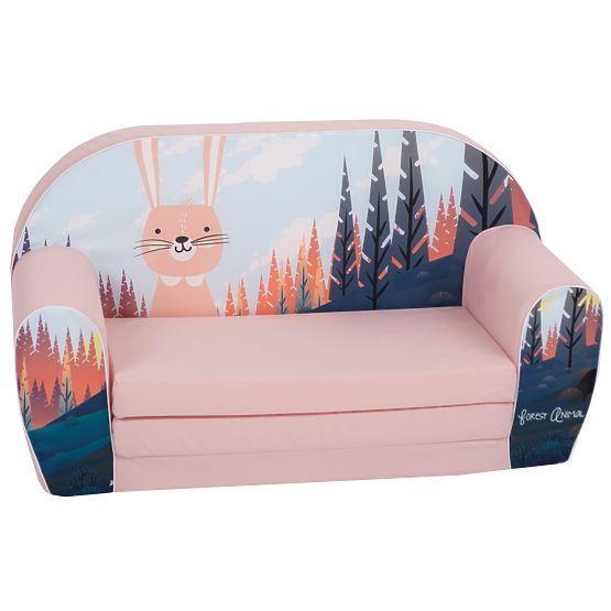 Kindersofa Hase im Wald - rosa