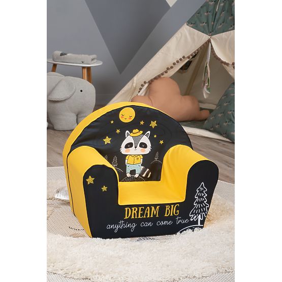 Kinderstuhl Waschbär - schwarz-gelb