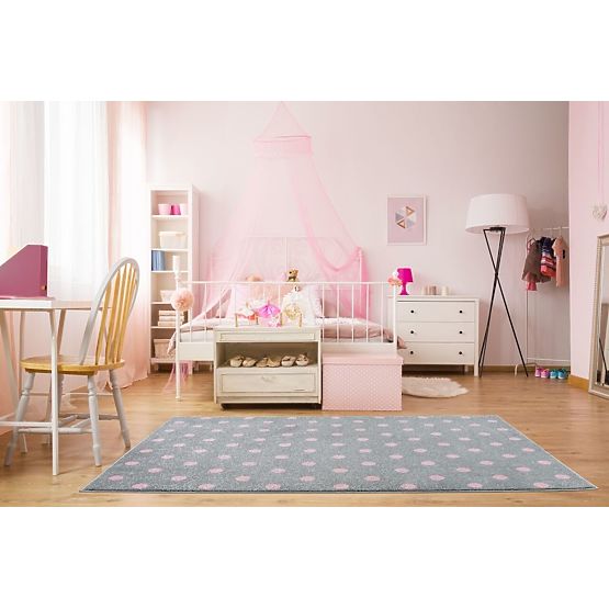 Kinder Teppich CIRCLE silbergrau/ rosa