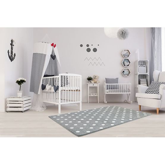 Kinder Teppich CIRCLE silbergrau/ white