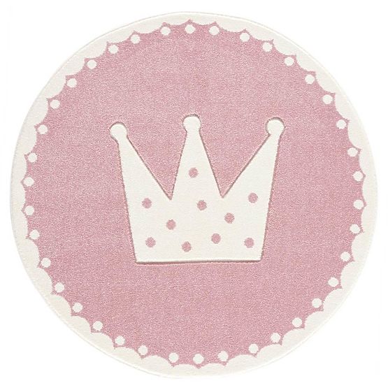 Kinder Teppich Crown - rosa und weiß