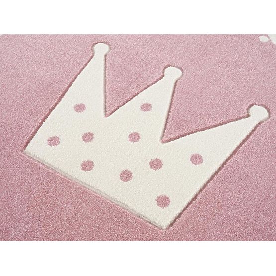 Kinder Teppich Crown - rosa und weiß