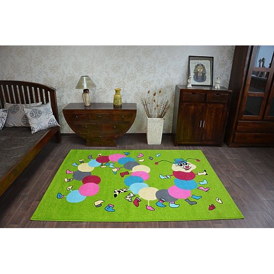 Kinder Teppich FUNKY TOP Raupe grün