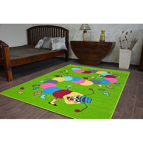 Kinder Teppich FUNKY TOP Raupe grün