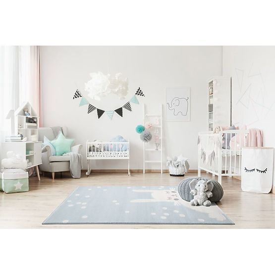 Kinder Teppich Häschen - blau