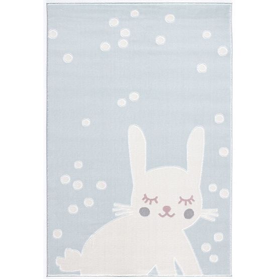 Kinder Teppich Häschen - blau