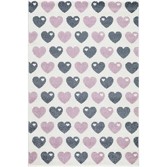 Kinder Teppich hearts pink und silber white