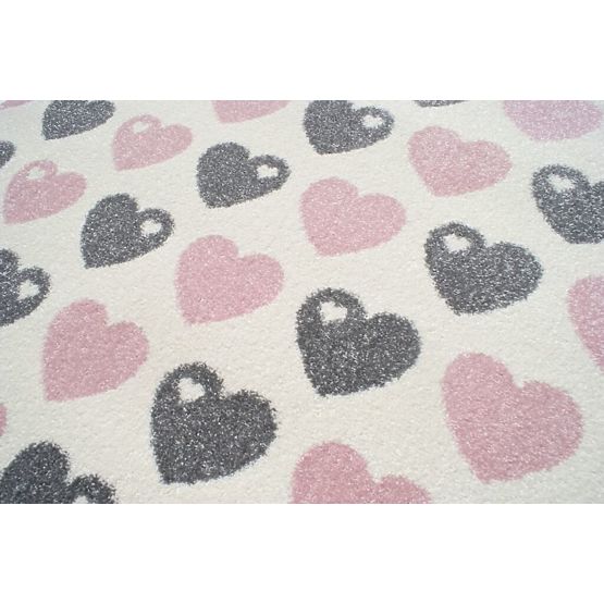 Kinder Teppich hearts pink und silber white