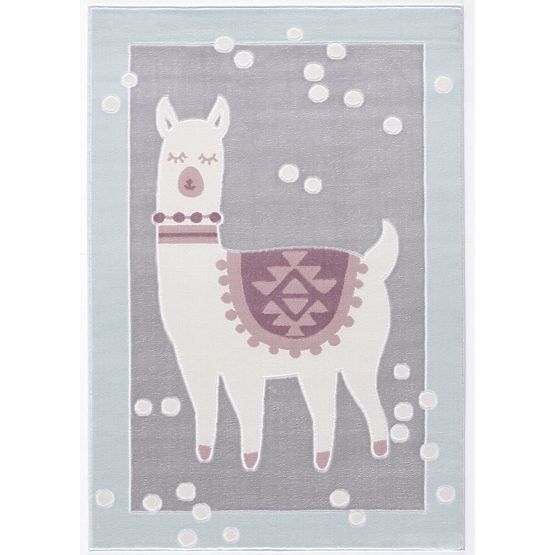 Kinder Teppich Lama - grau-blau