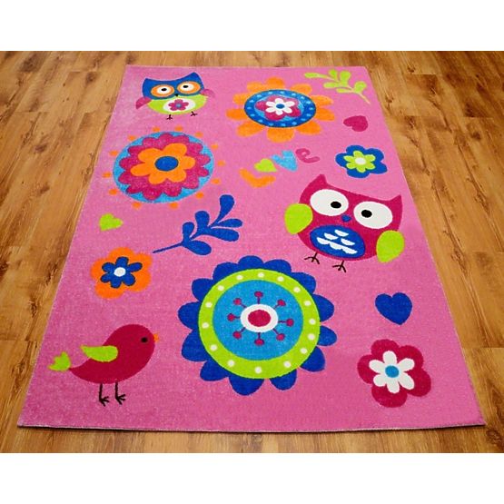 Kinder Teppich Pink kleine eule