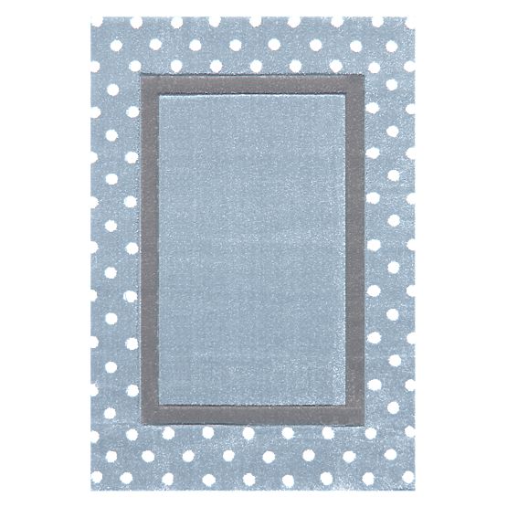 Kinder Teppich Punkte blau/silber-grau