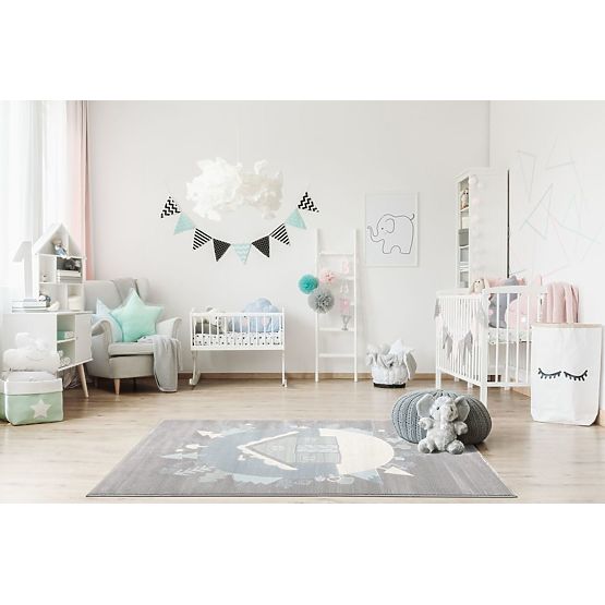Kinder Teppich Scandic Home - grau-blau