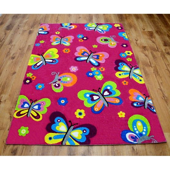 Kinder Teppich Schmetterlinge Lea dark  rosa