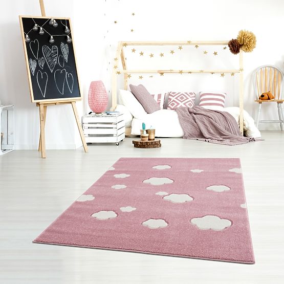Kinder Teppich Sky Cloud - grau-pink