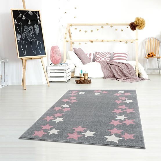 Kinder Teppich Spring Star - grau